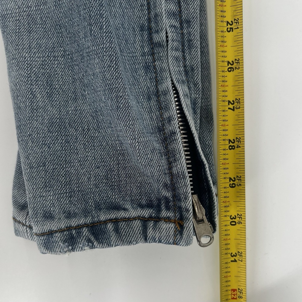 MNML Jeans Men's 28 Distressed Light Wash Ripped Denim Straight Button Fly - Picture 8 of 16